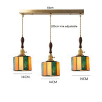 Suspension LED Vintage Japonais, Style Élégant - Douille Cuivre, Abat-Jour en Verre | Marco Lucetti 3 têtes 6 / 4W (MAX100W)