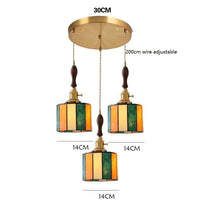 Suspension LED Vintage Japonais, Style Élégant - Douille Cuivre, Abat-Jour en Verre | Marco Lucetti 3 têtes 9 / 4W (MAX100W)
