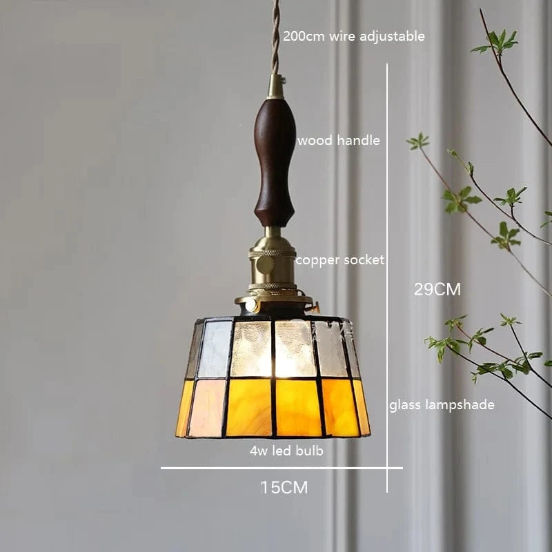 Suspension LED Vintage Japonais, Style Élégant - Douille Cuivre, Abat-Jour en Verre | Marco Lucetti Verre 2 / 4W (MAX100W)