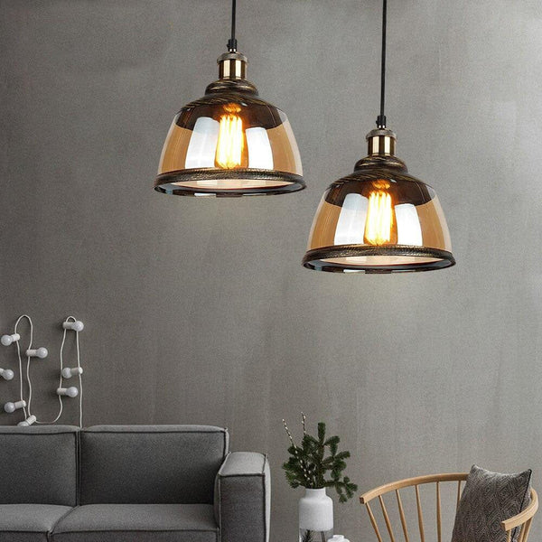 Suspension LED vintage Palezzi en verre fumé | Marco Lucetti