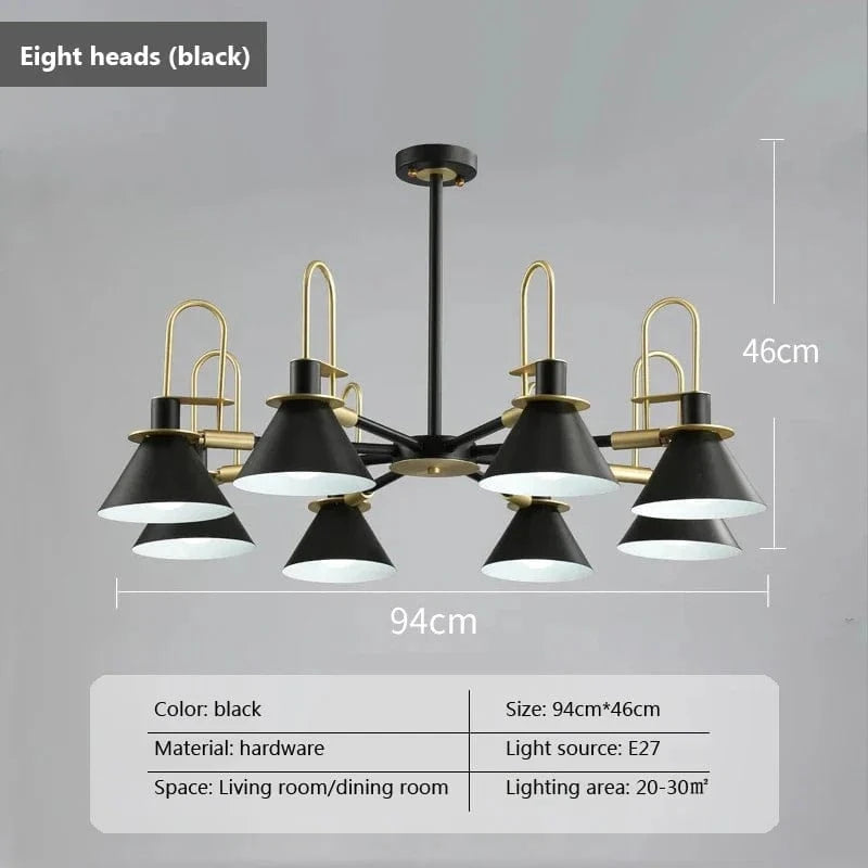 Suspension LED Wood Lights: Suspension Créative Nordique en Bois  | Marco Lucetti 8 têtes noir