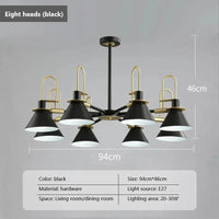 Suspension LED Wood Lights: Suspension Créative Nordique en Bois  | Marco Lucetti 8 têtes noir