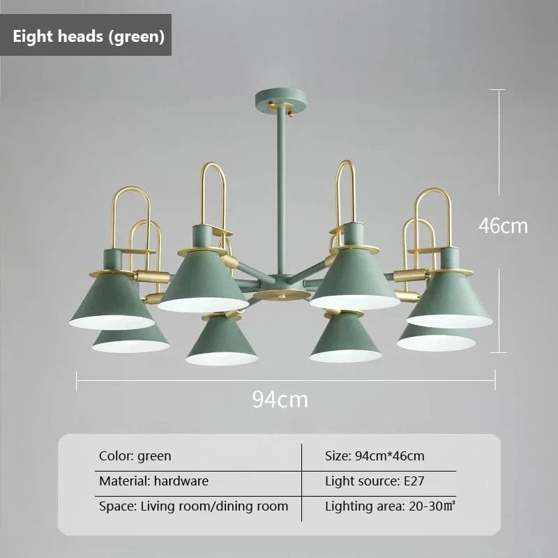 Suspension LED Wood Lights: Suspension Créative Nordique en Bois  | Marco Lucetti 8 têtes vertes