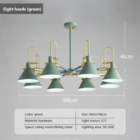 Suspension LED Wood Lights: Suspension Créative Nordique en Bois  | Marco Lucetti 8 têtes vertes