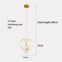 Suspension LED Yria Gréidégeo | Marco Lucetti 3 coeurs - Doré