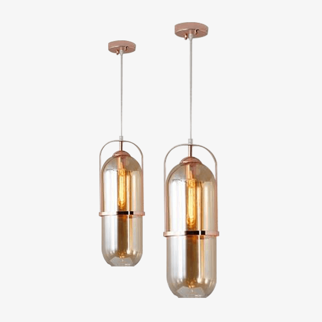 Suspension Loft en verre et métal rose gold. | Marco Lucetti