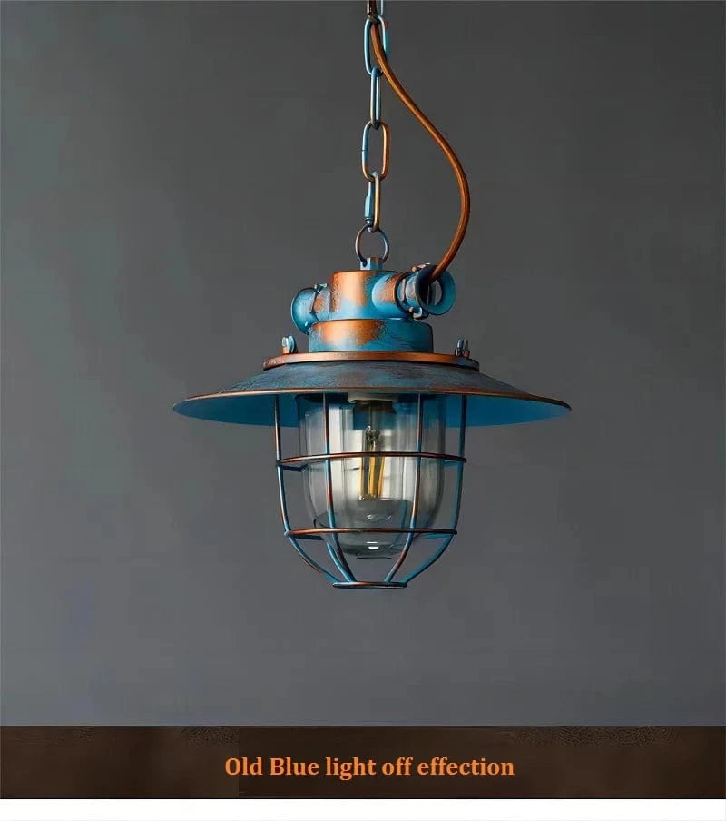 Suspension Loft Industrielle Américaine Anti-Déflagrante LED Fer Barcafé | Marco Lucetti Bleu Cuivre