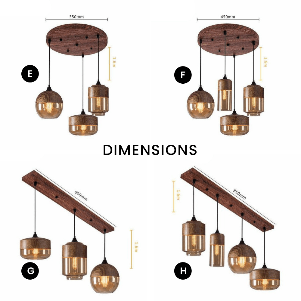 Suspension Loft Retro en bois et verre | Marco Lucetti