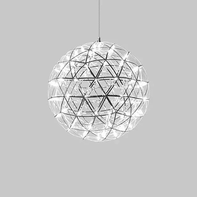Suspension Loft « Spark Ball » en Acier Inoxydable avec Télécommande LED | Marco Lucetti Corps argenté / Dia20cm 12LED / Blanc chaud 3000K