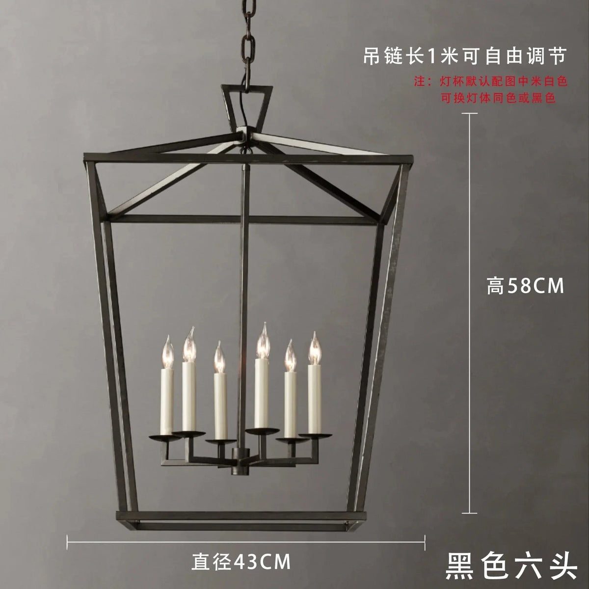 Suspension Loft Vintage en Fer "Cage à Oiseaux" Moderne | Marco Lucetti A Black-6Heads