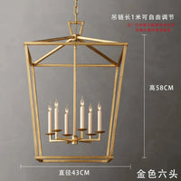 Suspension Loft Vintage en Fer "Cage à Oiseaux" Moderne | Marco Lucetti A Gold-6Heads