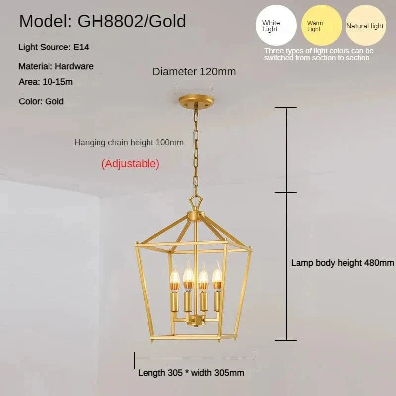 Suspension Loft Vintage en Fer "Cage à Oiseaux" Moderne | Marco Lucetti A or-4têtes
