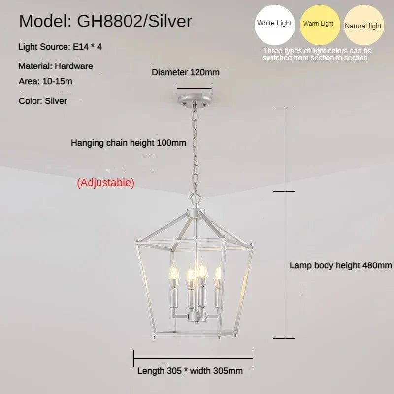 Suspension Loft Vintage en Fer "Cage à Oiseaux" Moderne | Marco Lucetti A Silver-4Heads