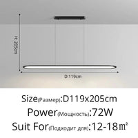 Suspension longue parfaite pour vos restaurants | Marco Lucetti Noir D119x205cm 72W / Blanc froid