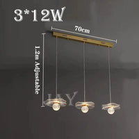 Suspension Lotus Cristal LED Personnalisée | Marco Lucetti Longues bandes 3 têtes / Blanc chaud 3 000 K.