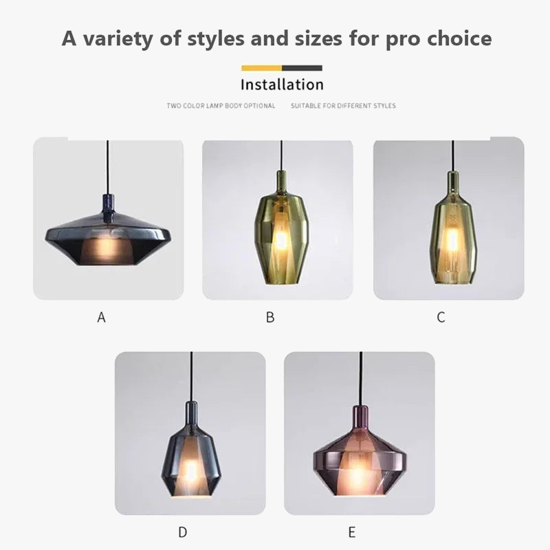 Suspension luminaire LED nordique avec abat-jour en verre