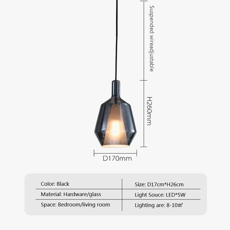 Suspension luminaire LED nordique avec abat-jour en verre