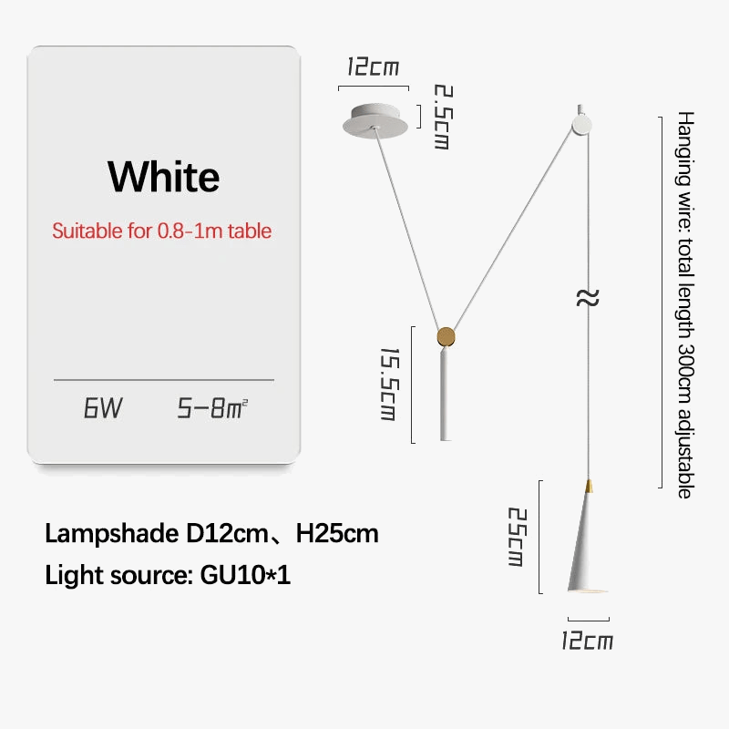  Suspension Lumières à Poulie de Levage - Lustres Mobiles LED Pour Salle à Manger et Salon - Adornos Para Habitacion | Marco Lucetti