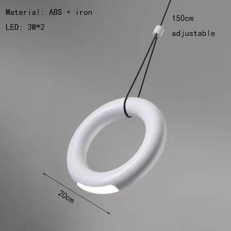 Suspension "Lumina" - Anneau Art Déco 4000K avec Cordon Réglable  | Marco Lucetti Blanc / Lumière naturelle 4000K