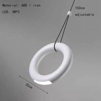 Suspension "Lumina" - Anneau Art Déco 4000K avec Cordon Réglable  | Marco Lucetti Blanc / Lumière naturelle 4000K