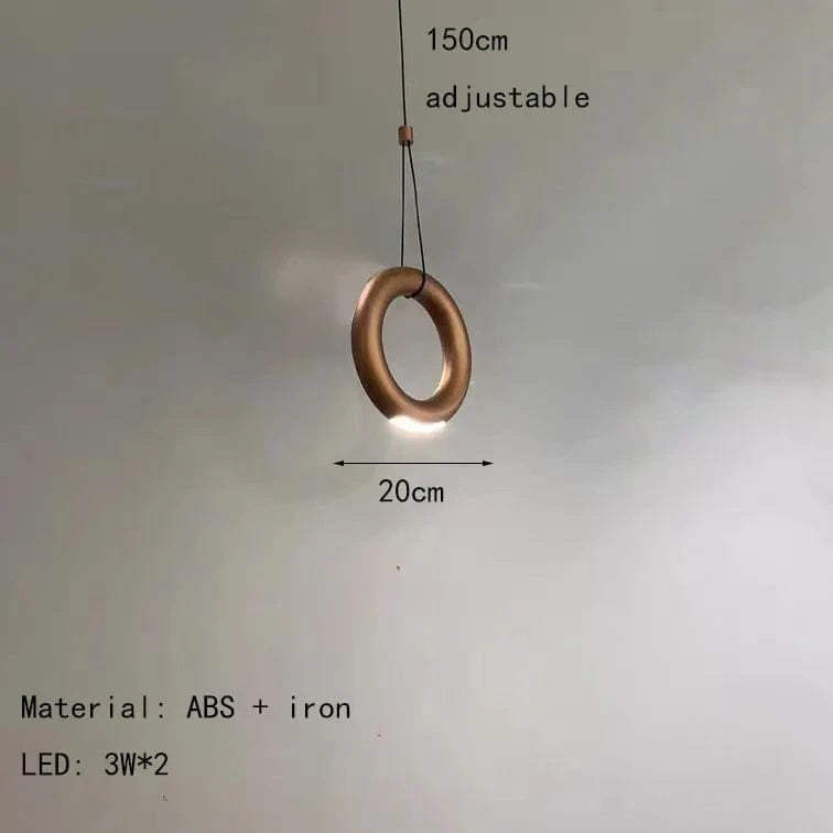 Suspension "Lumina" - Anneau Art Déco 4000K avec Cordon Réglable  | Marco Lucetti Brun / Lumière naturelle 4000K