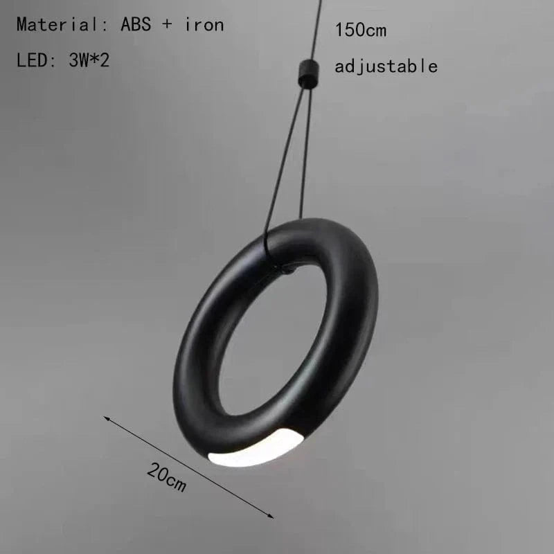 Suspension "Lumina" - Anneau Art Déco 4000K avec Cordon Réglable  | Marco Lucetti Noir / Lumière naturelle 4000K