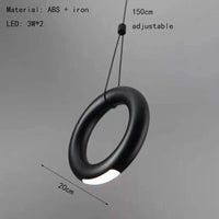 Suspension "Lumina" - Anneau Art Déco 4000K avec Cordon Réglable  | Marco Lucetti Noir / Lumière naturelle 4000K