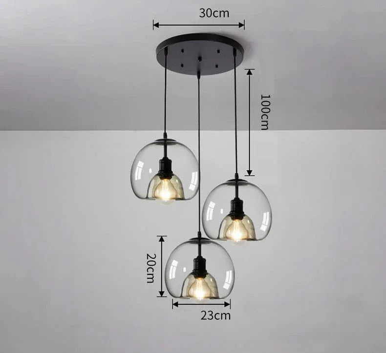 Suspension Luminaire Boule en Verre Moderne pour Décoration Intérieure | Marco Lucetti Gris 3 têtes 30cm / Blanc froid