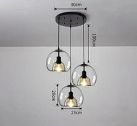 Suspension Luminaire Boule en Verre Moderne pour Décoration Intérieure | Marco Lucetti Gris 3 têtes 30cm / Blanc froid