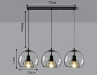 Suspension Luminaire Boule en Verre Moderne pour Décoration Intérieure | Marco Lucetti Gris 3 têtes 70cm / Changeable