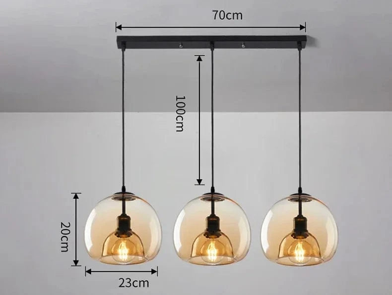 Suspension Luminaire Boule en Verre Moderne pour Décoration Intérieure | Marco Lucetti Marron 3 têtes 70cm / Changeable