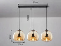 Suspension Luminaire Boule en Verre Moderne pour Décoration Intérieure | Marco Lucetti Marron 3 têtes 70cm / Changeable