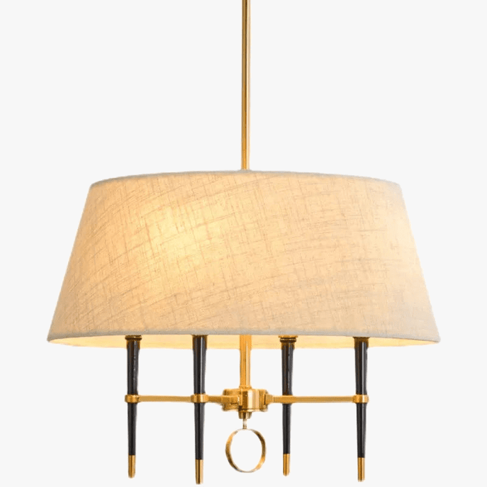 Suspension Luminaire Chinois en Tissu Circulaire avec Finition Cuivrée | Marco Lucetti P50cm H73cm