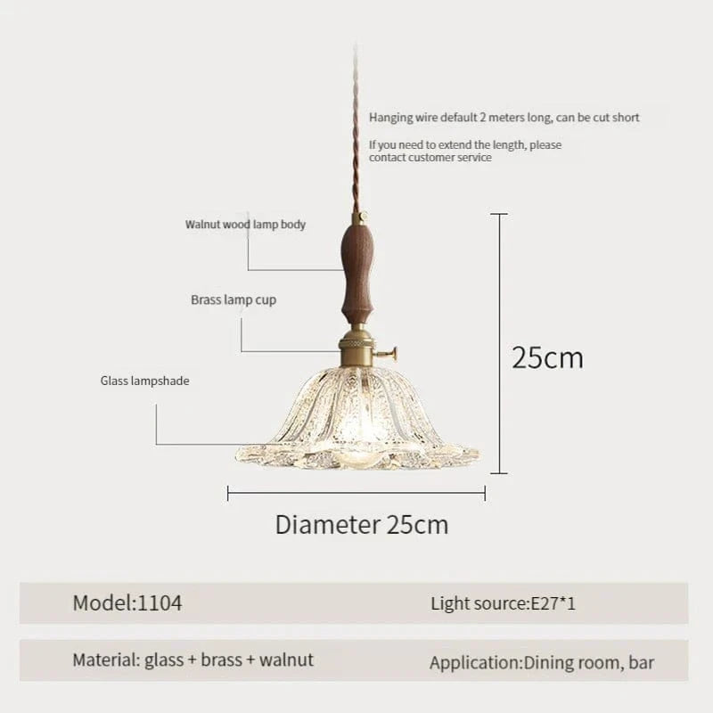 Suspension luminaire design en bois, verre et laiton | Marco Lucetti 1104-250 / Blanc froid / CHINE