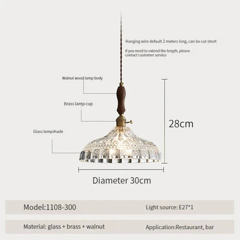 Suspension luminaire design en bois, verre et laiton | Marco Lucetti 1108-300 / Blanc froid / CHINE