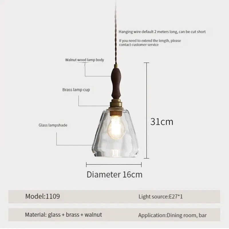 Suspension luminaire design en bois, verre et laiton | Marco Lucetti 1109-160 / Blanc froid / CHINE
