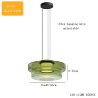 Suspension luminaire design moderne en verre pour éclairage d'îlot | Marco Lucetti 2 niveaux vert L / Lumière naturelle