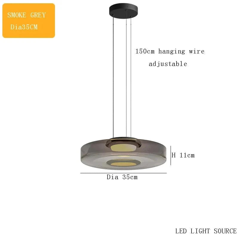 Suspension luminaire design moderne en verre pour éclairage d'îlot | Marco Lucetti Gris fumée 35cm / Lumière naturelle