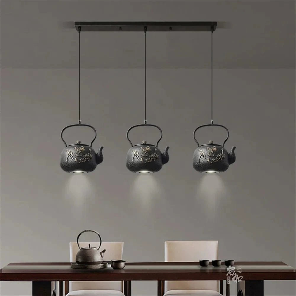 Suspension Luminaire Design pour Déco Loft Cuisine Salle à Manger - Théière Rétro Vintage en Résine, Asie du Sud-Est LED Suspendue | Marco Lucetti