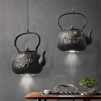 Suspension Luminaire Design pour Déco Loft Cuisine Salle à Manger - Théière Rétro Vintage en Résine, Asie du Sud-Est LED Suspendue | Marco Lucetti