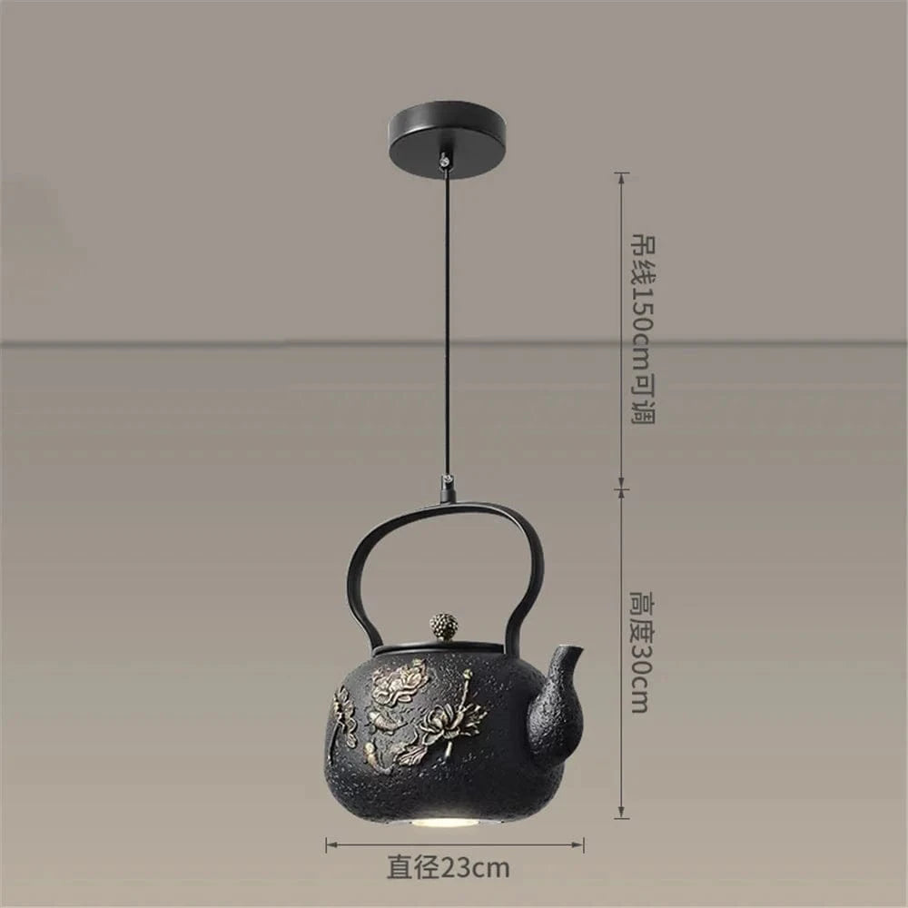 Suspension Luminaire Design pour Déco Loft Cuisine Salle à Manger - Théière Rétro Vintage en Résine, Asie du Sud-Est LED Suspendue | Marco Lucetti Blanc froid