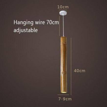 Suspension luminaire en bambou LED "Cylindra" - Style Hanging | Marco Lucetti 7,9 x 40cm