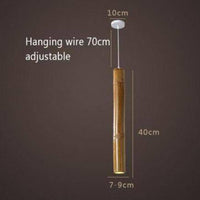 Suspension luminaire en bambou LED "Cylindra" - Style Hanging | Marco Lucetti 7,9 x 40cm