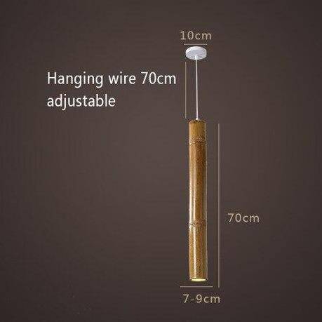 Suspension luminaire en bambou LED "Cylindra" - Style Hanging | Marco Lucetti 7,9 x 70cm