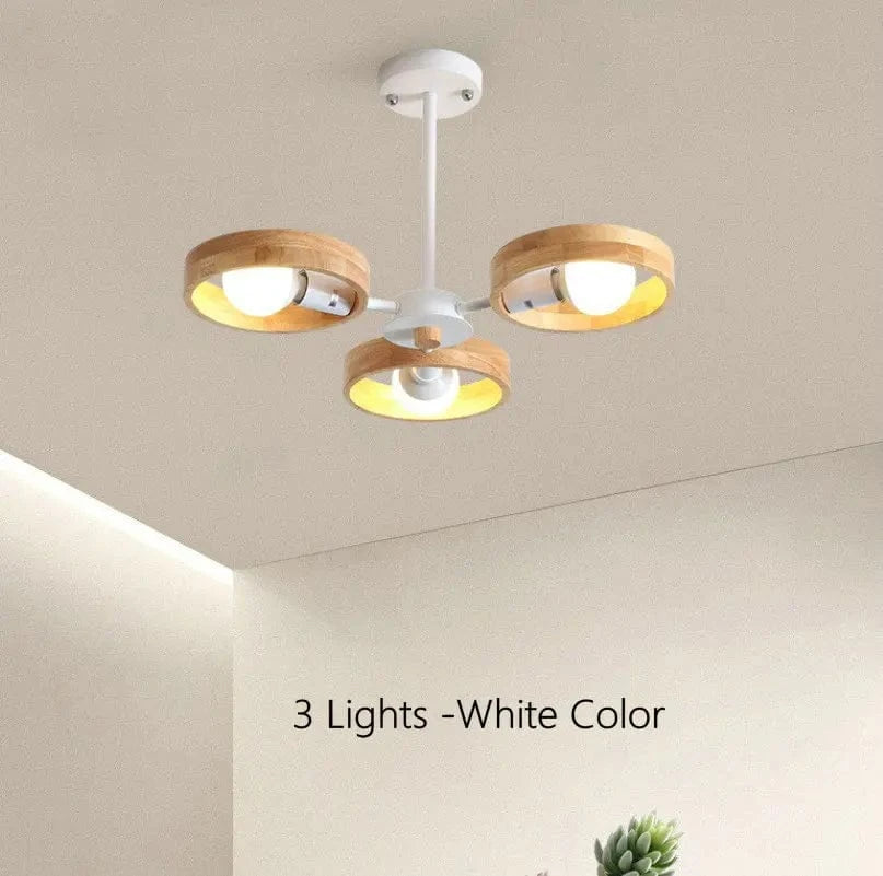 Suspension luminaire en bois nordique | Marco Lucetti 3 lumières-blanc / Pas d&#39;ampoule