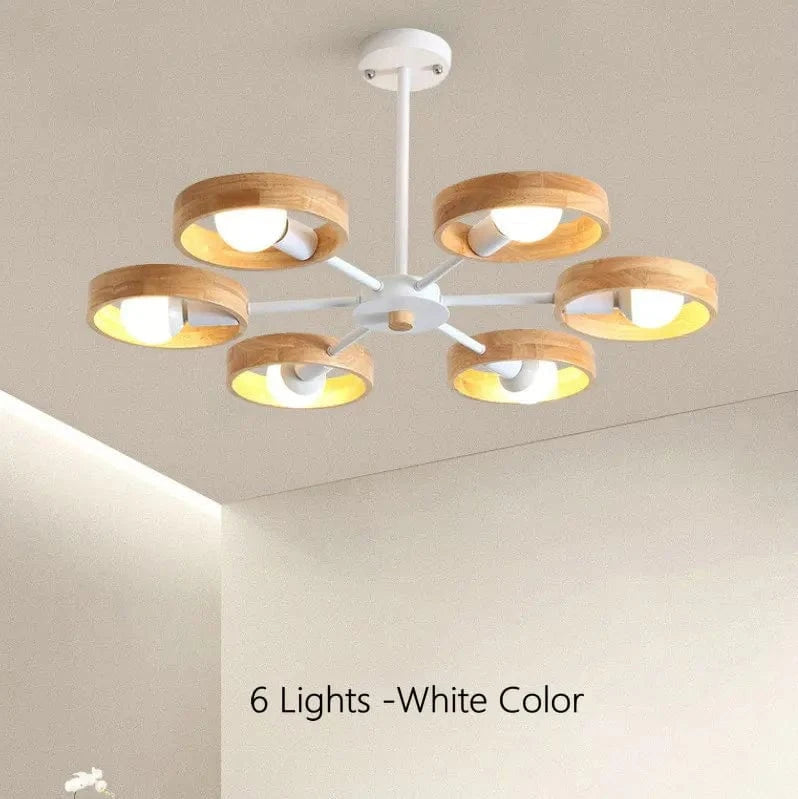 Suspension luminaire en bois nordique | Marco Lucetti 6 lumières-blanc / Pas d&#39;ampoule