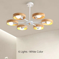 Suspension luminaire en bois nordique | Marco Lucetti 6 lumières-blanc / Pas d&#39;ampoule