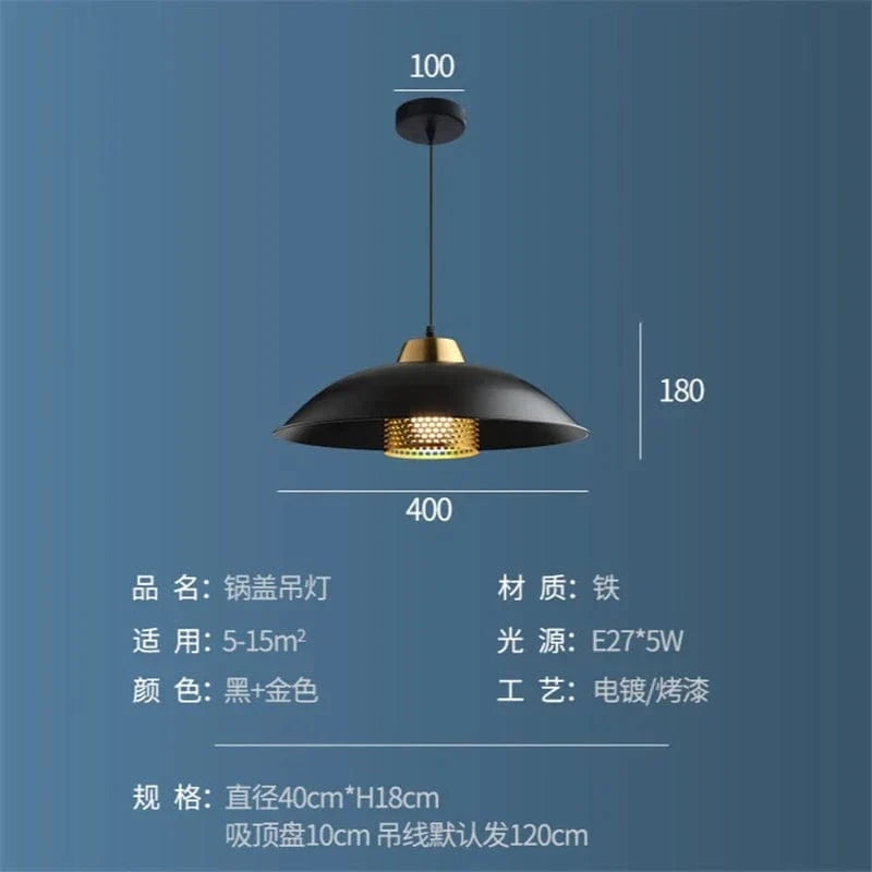 Suspension luminaire en fer style industriel vintage modernisé | Marco Lucetti Noir