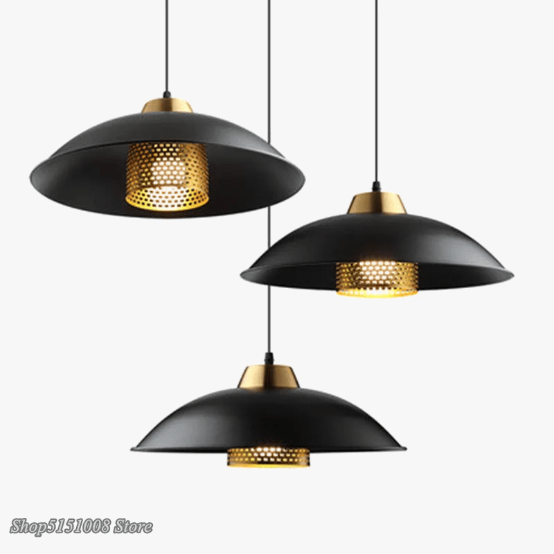 Suspension luminaire en fer style industriel vintage modernisé | Marco Lucetti Noir