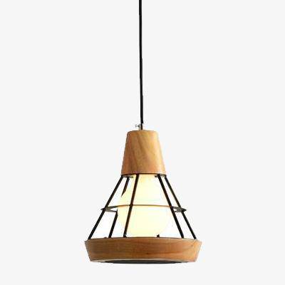 Suspension luminaire LED en bois avec cage métallique - Noir/Blanc | Marco Lucetti